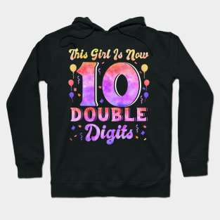 This Girl Is Now 10 Double Digits 10th Birthday Unicorn Hoodie